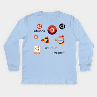 ubuntu sticker set Kids Long Sleeve T-Shirt